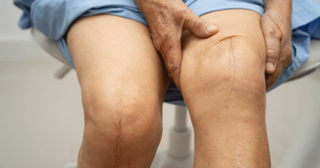 Geriatric Female Right Left Healed Knee Scar Total Joint Replacement Knee Arthroplasty