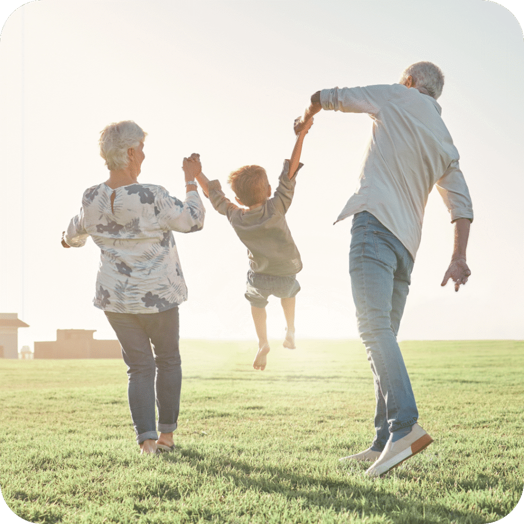 grandparents playing with grandkid painfree